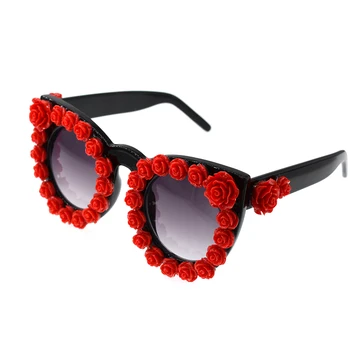Baročni Moda nosorogovo mačka oči, sončna očala ženske blagovne znamke oblikovalec oversize sončna očala rdečo rožo ženske stranka