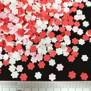 20 g/veliko Rdeče Belo Roza Plum Blossom Cvetje Polimera Gline, Pisane za DIY Obrti Majhne, Luštna, 5 mm plastični klei Blato Delcev