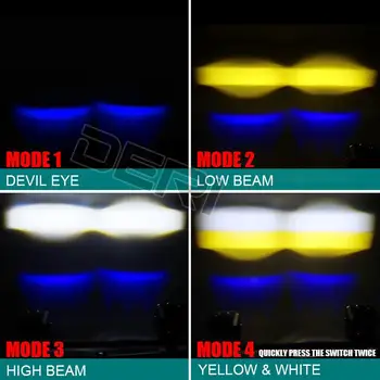 2x LED Demon Oči Motocikel Smerniki Žarnice Delo Svetlobe, Pozornosti Moto Žaromet Hi/Lo Žarek 12V 24V Za Umazanijo Kolo Tovornjaki Suv
