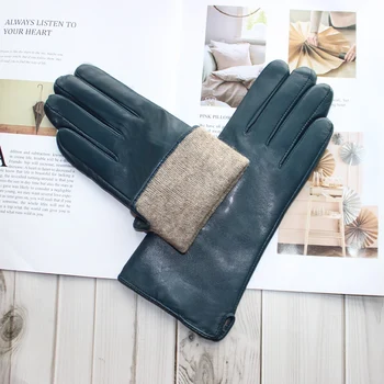 Ovčje kože rokavice ženske novo pleteno podlogo pomlad klasičen vsestranski multicolor vožnje rokavice usnjene jeseni