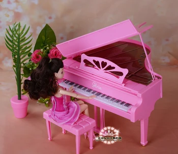 Lutke, dodatki, novo pohištvo, roza simulacije klavir za barbie lutka igrača diy igrajo določa otrok dekleta rojstni dan darila