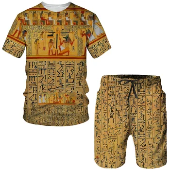 NOVI Stari Egipčanski Egipt Bog Faraon 3D Tiskanih Tees/Hlače/Poletje Obleko moška Trenirka 2 Delni Set Nekaj Ulične Oblačila