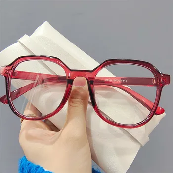 Velike-okvir Poligonske Anti-modra Svetloba Očala Pregleden Sladkarije Pigmenti Ravno Očala so Lahko Opremljeni s Kratkovidnost Leče
