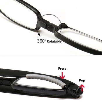 NONOR Prenosni Obravnavi Očala TR90 Zložljive Žep Presbyopia Eyeglass 360 Rotacijski Svinčnik Primeru Anti Modra Svetloba Očala