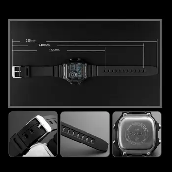 SKMEI 1299 Moda, Šport na Prostem Watch Moških PU Trak Večfunkcijsko Nepremočljiva Ure Bujenja Moški Digitalni Watch Reloj Hombre