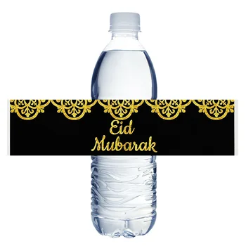 10pcs Eid Mubarak Steklenico Ovijalnika Nalepke Adhsive Porjavelost Gold Black Steklenice Vode Kritje Dekor Ramadana Festival Stranka Dobave