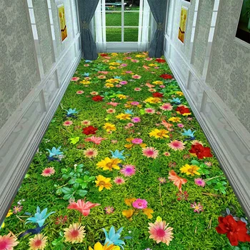 3D dnevne Sobe Preproga za Home Decor Stone Cvetlični Dolg Hodnik Preprogo Preproge Anti-slip, Kuhinjo, Balkon Površina Preprogo Spalnica Mat