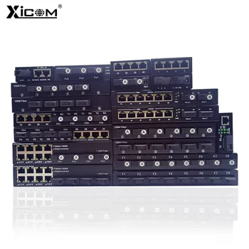 1 Kos Vlaken Media Converter Gigabit Ethernet Stikalo Sprejemnik, Singlemode SC 20KM 1000M 4 Optični Port 8 RJ45 Vrata Simplex/Duplex