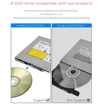 12,7 mm SATA DVD RW Ohišje Ohišje USB 2.0 Zunanji Režo v Optični Pogon DVD Super Pogon Primeru Za Prenosnik Macbook ECD018