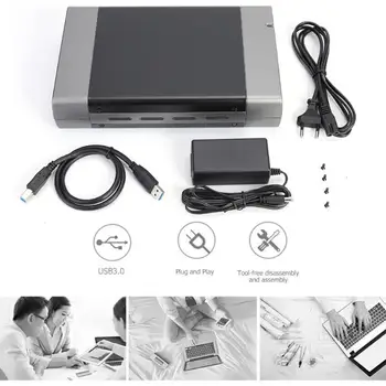 Pasov 5,25-palčni Trdi Disk v Primeru, USB 3.0 do 3.5-palčni USB Tip-B USB-B SATA Adapter 8T Aluminij Zlitine 4.8 Gbps Zunanje Ohišje HDD
