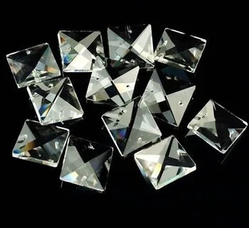 100 kozarcev 14 mm CRYSTAL glass 2 Luknjami kvadrat kroglice kristalno steklo lestenec prizmo kroglice brezplačna dostava