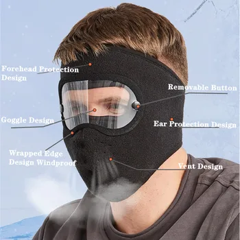 Ženske Windproof Pozimi Obraz Toplo Masko Anti-Fog Očala Kolo na Prostem Zgostitev Ušesa Runo Večnamenski Človek Masko Klobuk