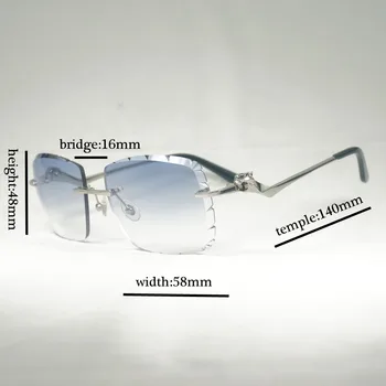 Vintage Diamond Cut Oversize sončna Očala Leopard Slog Gafas Retro Odtenki Moških Očala za Vožnjo Rimless Očala