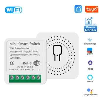 Tuya Mini Wifi Smart Stikalo 2 Način Brezžični 16A Stikala za Vklop, Zaslon Smart Home Nadzor Preko Pametnega Življenja Alexa Alice googlova Domača stran