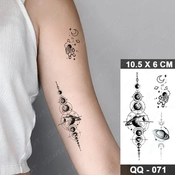 Nepremočljiva Začasni Tattoo Nalepke Planet Vesolje Flash Tattoo Geometrijske Astronavt Ponaredek Tatto Za Body Art Ženske Moški