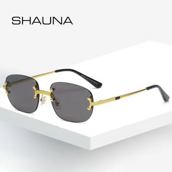 SHAUNA Ins Priljubljena Majhen Pravokotnik Retro sončna Očala Rimless Zrcalne Prevleke Odtenki UV400
