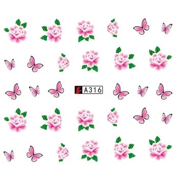 GAM-BELLE 1 List DIY Cvet Drsnik Vodo Prenos Nalepke Nail Art Pink Rose Cvet Decals Ženske Lepoto Ličila Obloge Laki Dekor