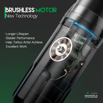 Dragonhawk X5 Novo 4.0 mm Hoda LED Zaslon Brezžični Rotacijski Tatoo Brushless Motor Baterija Pero Body Art Stalno Ličila Stroj