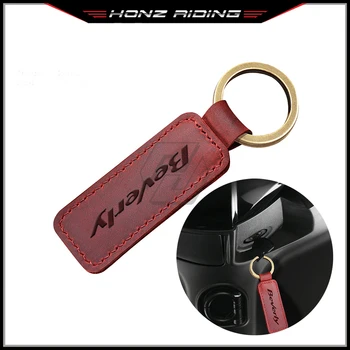 Za Piaggio Beverly 300 S Skuter Tipko Motocikel Cowhide Keychain Key Ring
