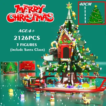 2021 Novo Božično Drevo Jelenov Medenjaki Hiša Model Določa Zidarske Opeke Igrača Mesto Zimske Vasi Vlak Santa Claus Elk
