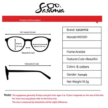 SASAMIA Ženska Očala Okvir Krog Pregledna Očala Ženska Očala za Kratkovidnost Optični Recept Branje Dekle Očala WD1201