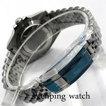Bliger novih 40 mm vrh mens watch srebro primeru safir steklokeramično ploščo svetlobna iz nerjavečega jekla mens samodejni watch