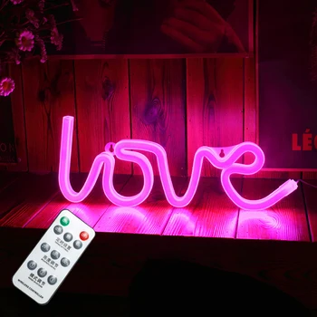 LED Romote Neonskih Luči Ljubezni Obliko Tabela Svetlobni Znak Svetilko ob Postelji Nočna Lučka za Božič Poroko, Rojstni dan Prijateljstvo Lučka