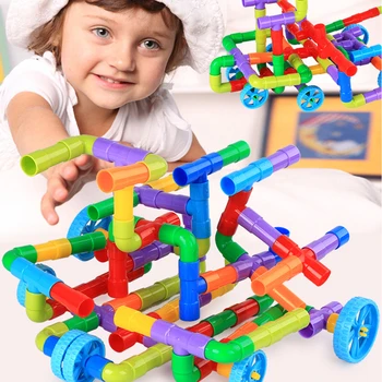 Plastični Plinovod Predor Blokov, Igrače Za Otroke DIY Montaža Vodne Pipe Bloki Ustvarjalne Opeke Izobraževalne Igrače Za Otroke