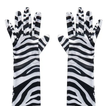 Zabavno Živali Zebra Print Dolge Rokavice Za Moške, Ženske, Modno Polno Prsti Saten Uspešnosti Odraslih Palčniki Za Stranke na Prostem GL0448