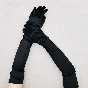 Razširjene slavnostno rokavice saten stretch saten rokavice retro stranka, cosplay dame rokavice, modni, poročne rokavice C027