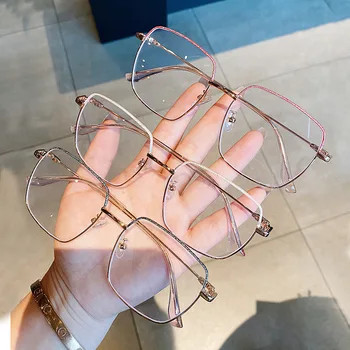 Novi Diamant Rob Okvirja Anti-modra Svetloba Očala Ženske Modni Kovinskih Očal Okvir Prevelik Očala Računalnik Očala