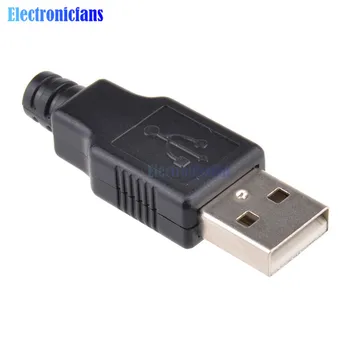 10Pcs USB2.0 Tipa Plug-in 4-pin Moški Adapter Priključek S Črno Plastični Pokrov