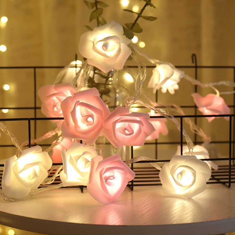 1,5 M 10Led Umetno Rose Cvet Niz Luči za Valentinovo, Poročni Dekoracijo, Vila Lučka Doma Božično Drevo Decor Slike 0