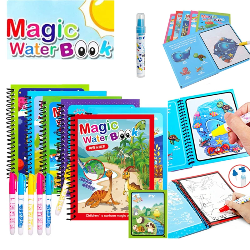 1PCS Magično Knjigo Vode, Barvanje, Risanje Karikatur Knjig s Doodle Pero Slikarstvo Odbor Darilo za Otroke Zgodnje Izobraževanje Pisanja Slike 5