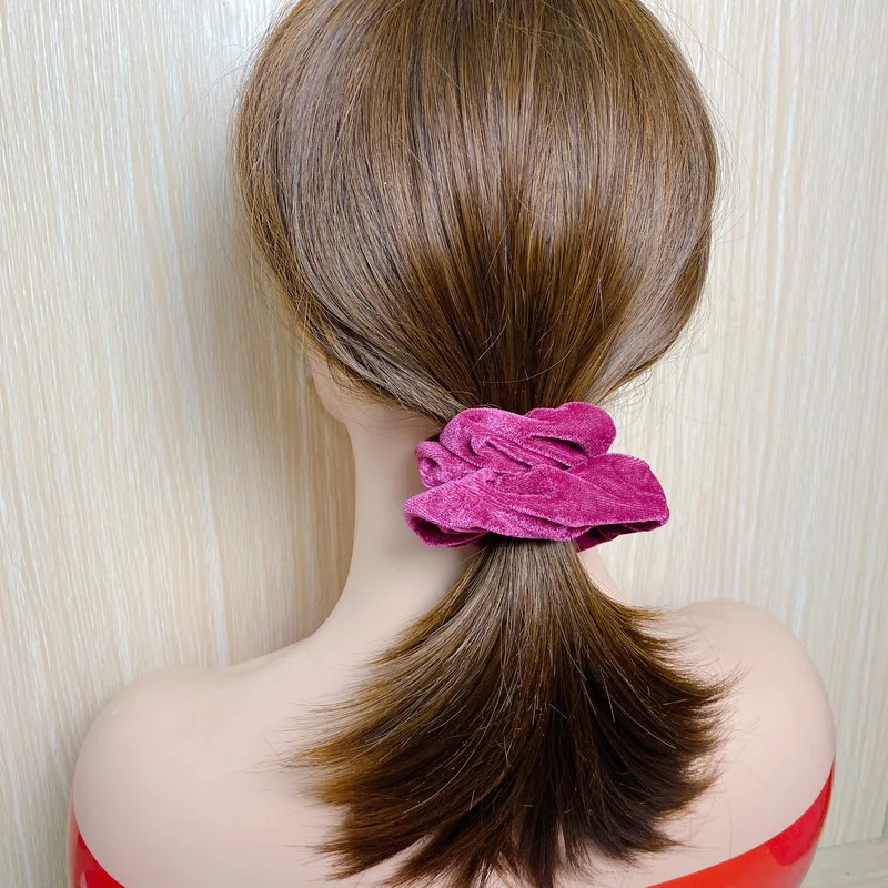 2021 Koreja Žamet Scrunchie za ženske elastični trakovi za lase dekle Barva Glavo Čop Imetnik Lase Vezi lase Dodatki Slike 2