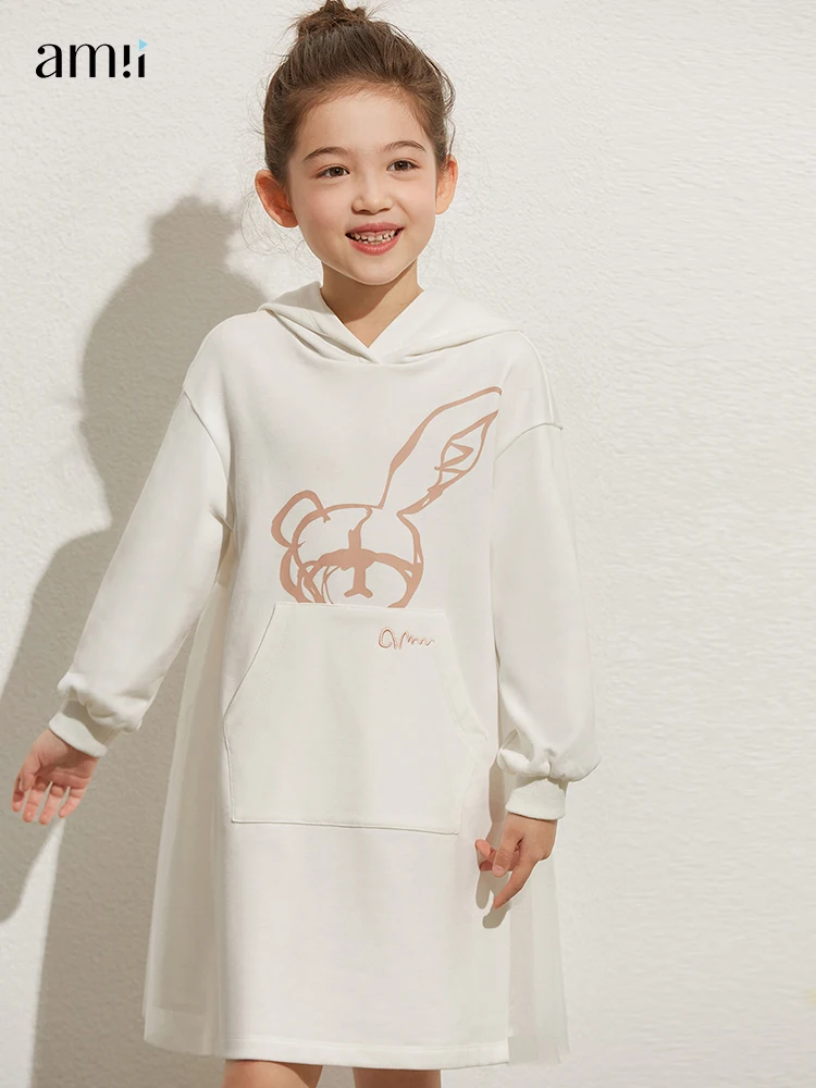 Amii Otroci Mozaik Oblačenja za Dekleta Jeseni Priložnostne Očesa Hooded Vezenje Poln Rokavi Obleka Natisnjeni Otroci Oblačila 22260029 Slike 0