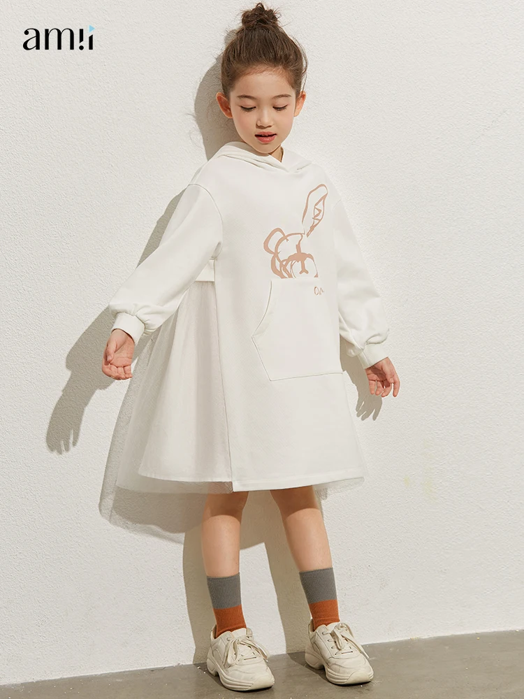Amii Otroci Mozaik Oblačenja za Dekleta Jeseni Priložnostne Očesa Hooded Vezenje Poln Rokavi Obleka Natisnjeni Otroci Oblačila 22260029 Slike 4