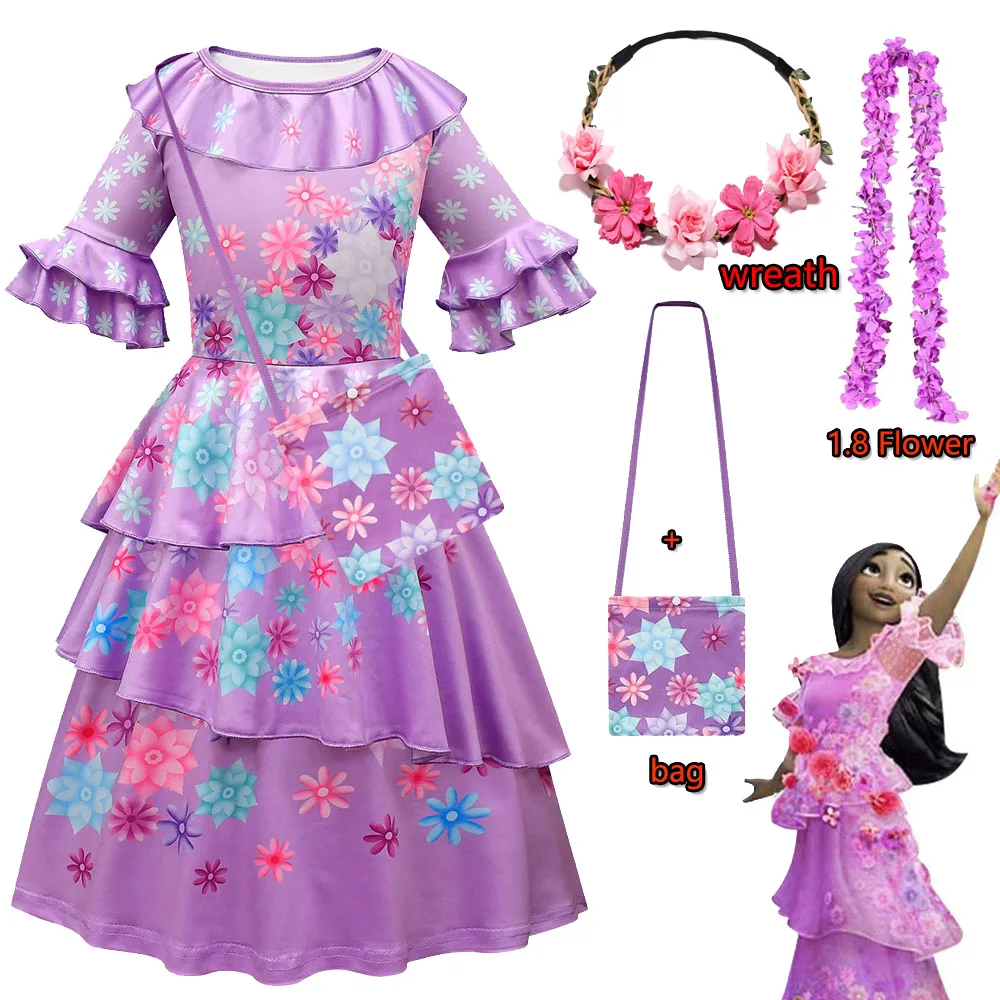 Encanto Mirabel Isabela Pepa Lusia Cosplay Fancy Kostume Princesa Obleke Otrok Rojstni Dan Carnival Party Obleka Vrečko Venec Slike 2