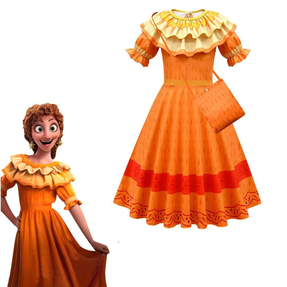 Encanto Mirabel Isabela Pepa Lusia Cosplay Fancy Kostume Princesa Obleke Otrok Rojstni Dan Carnival Party Obleka Vrečko Venec Slike 4