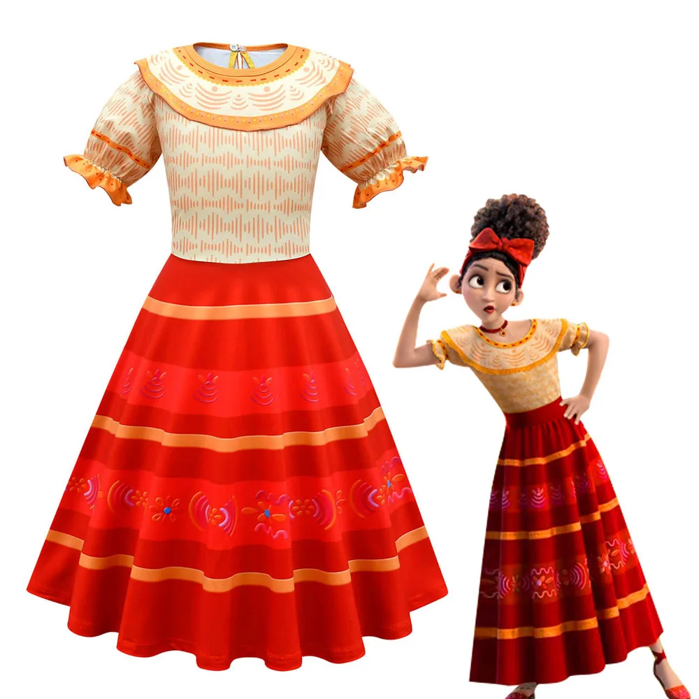 Encanto Mirabel Isabela Pepa Lusia Cosplay Fancy Kostume Princesa Obleke Otrok Rojstni Dan Carnival Party Obleka Vrečko Venec Slike 5