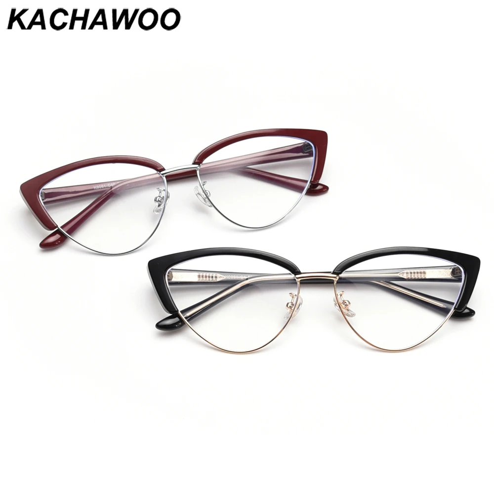Kachawoo mačka oči letnik očala žensko polovico okvir acetat TR90 optičnih očal okvir ženske retro slogu visoke kakovosti leopard rdeča Slike 1