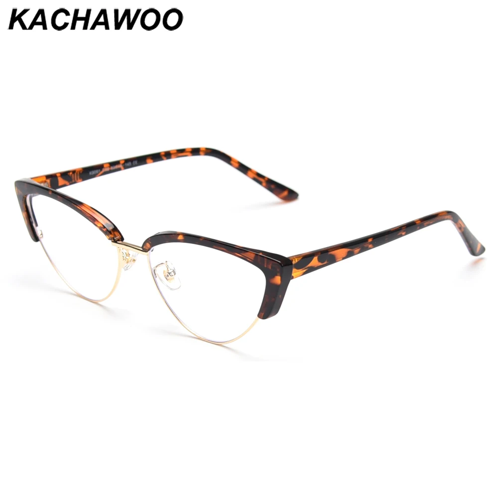 Kachawoo mačka oči letnik očala žensko polovico okvir acetat TR90 optičnih očal okvir ženske retro slogu visoke kakovosti leopard rdeča Slike 2