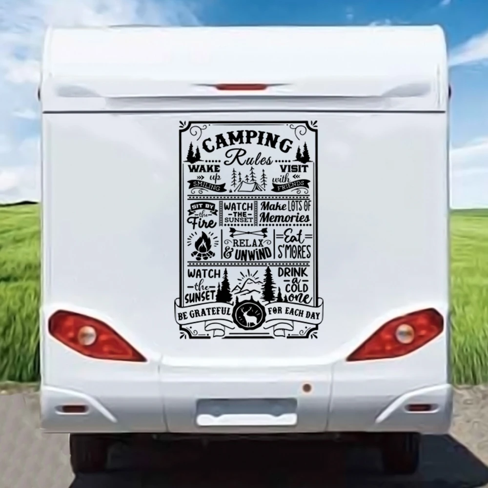 Kampiranje Pravila Potovanja Ponudbo RV Tovornjak Nalepke Nalepke Adria Caravan Limuzina Vagon Jesti, Piti Avanturo Vinil Slike 2