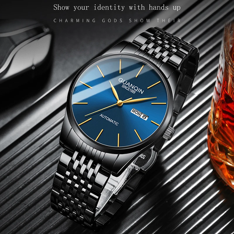 Luxuri Moških ročno uro Oblikovalec Človek uro Znamke Hardlex Moških Watchs Watch GUANQIN Mens Ure Samodejno Slike 2
