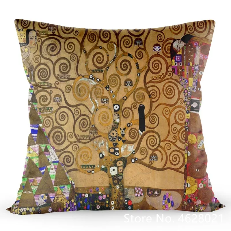 Nov Slog Gustav Klimt, Ki Jih Art Prevleke Domači Kavč Urad Blazine Saten Tkanine Blazine Blazine Pokrov Slike 1