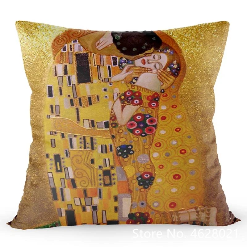 Nov Slog Gustav Klimt, Ki Jih Art Prevleke Domači Kavč Urad Blazine Saten Tkanine Blazine Blazine Pokrov Slike 2