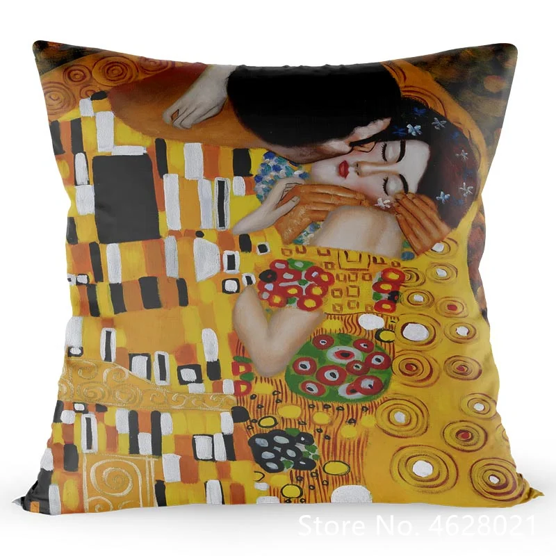 Nov Slog Gustav Klimt, Ki Jih Art Prevleke Domači Kavč Urad Blazine Saten Tkanine Blazine Blazine Pokrov Slike 3