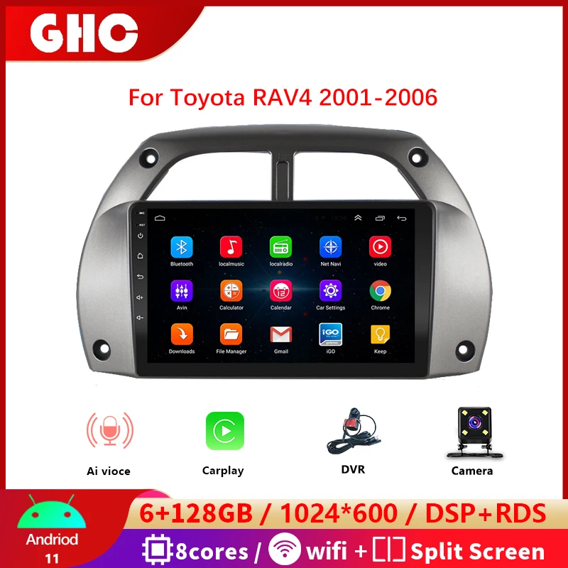 Paket 'codeblocks ' 9' 2 Din Radio za Toyota RAV4 Android 11 2001-2006 Avto Avdio Radio Večpredstavnostna Video Predvajalniki carplay GPS Navigacija za Avto Slike 2