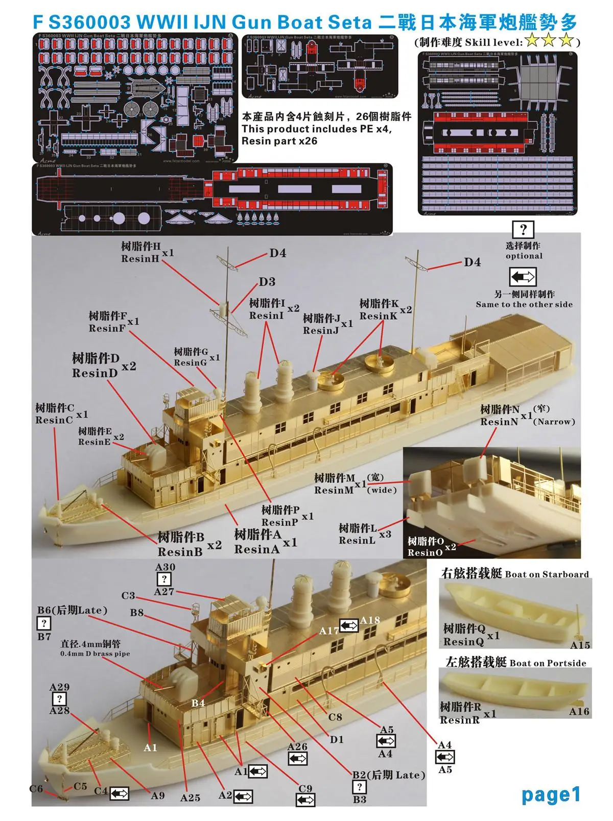 Pet Zvezdic FS360003 1/350 drugi svetovni VOJNI Japonske Cesarske Mornarice Seta Pištolo čoln Smolo Model komplet Slike 3