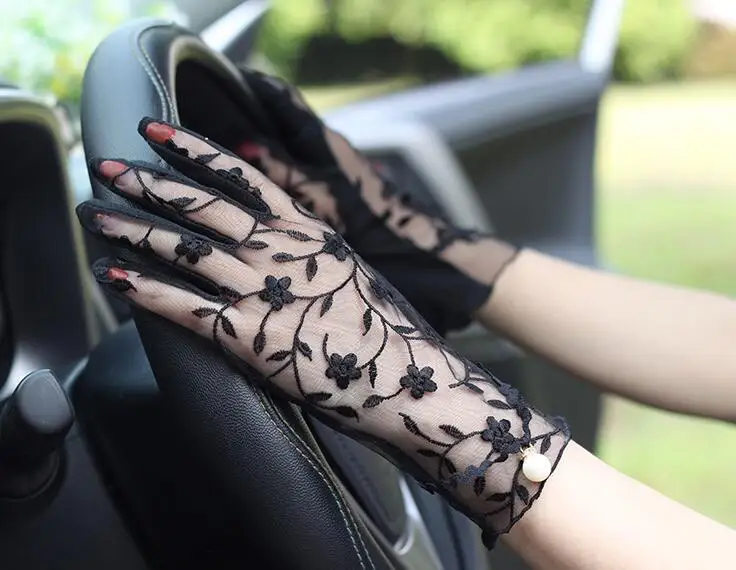 Pomlad poletje žensk Čipke rokavice za zaščito pred soncem lady ' s anti-uv odporna proti drsenju vožnje rokavice seksi prosojne čipke rokavice R1069 Slike 1